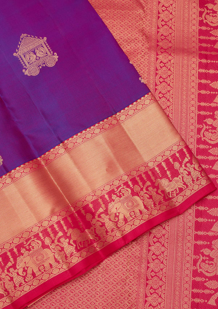 Purple Silk Buti Saree With Matching Blouse Piece