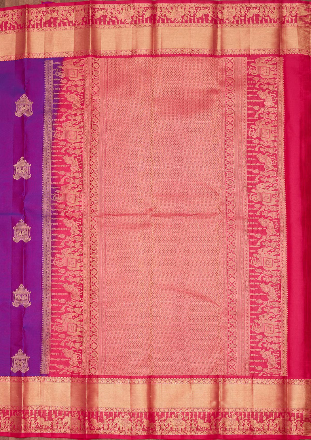 Purple Silk Buti Saree With Matching Blouse Piece
