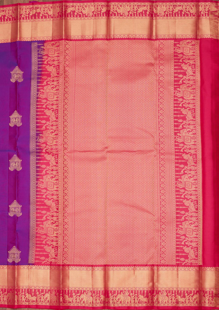Purple Silk Buti Saree With Matching Blouse Piece