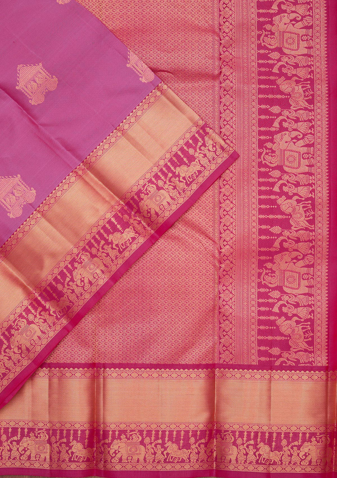 Rani Pink Silk Buti Saree With Matching Blouse Piece