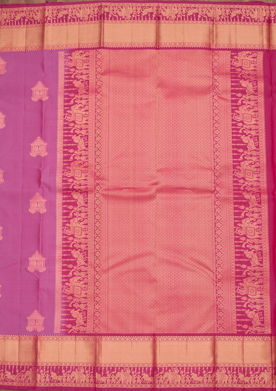 Rani Pink Silk Buti Saree With Matching Blouse Piece