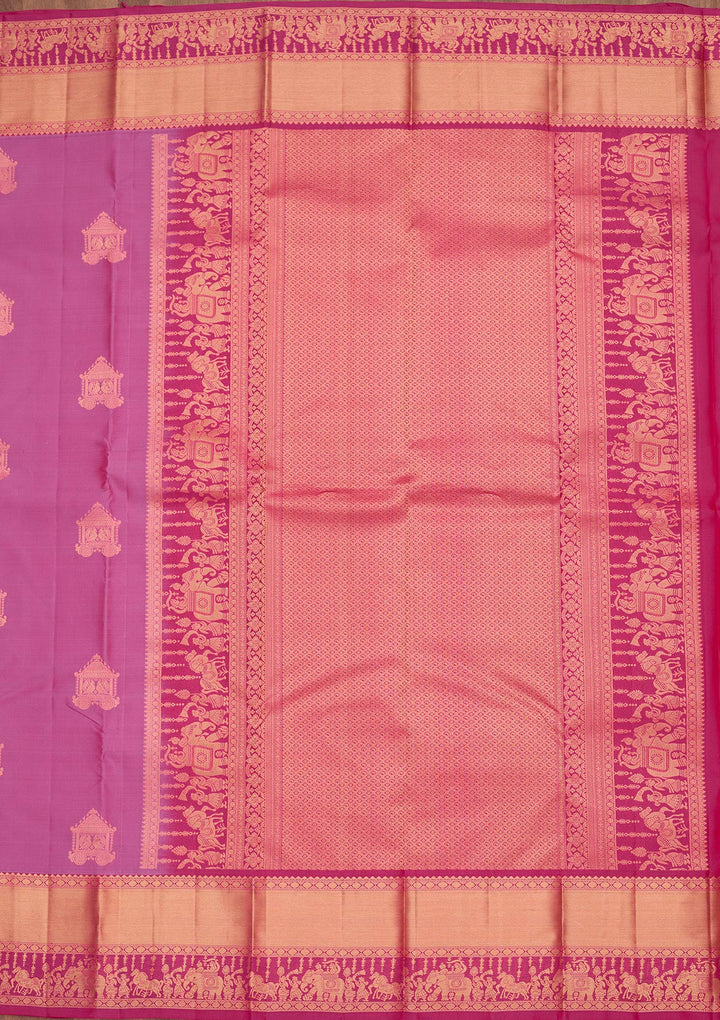 Rani Pink Silk Buti Saree With Matching Blouse Piece