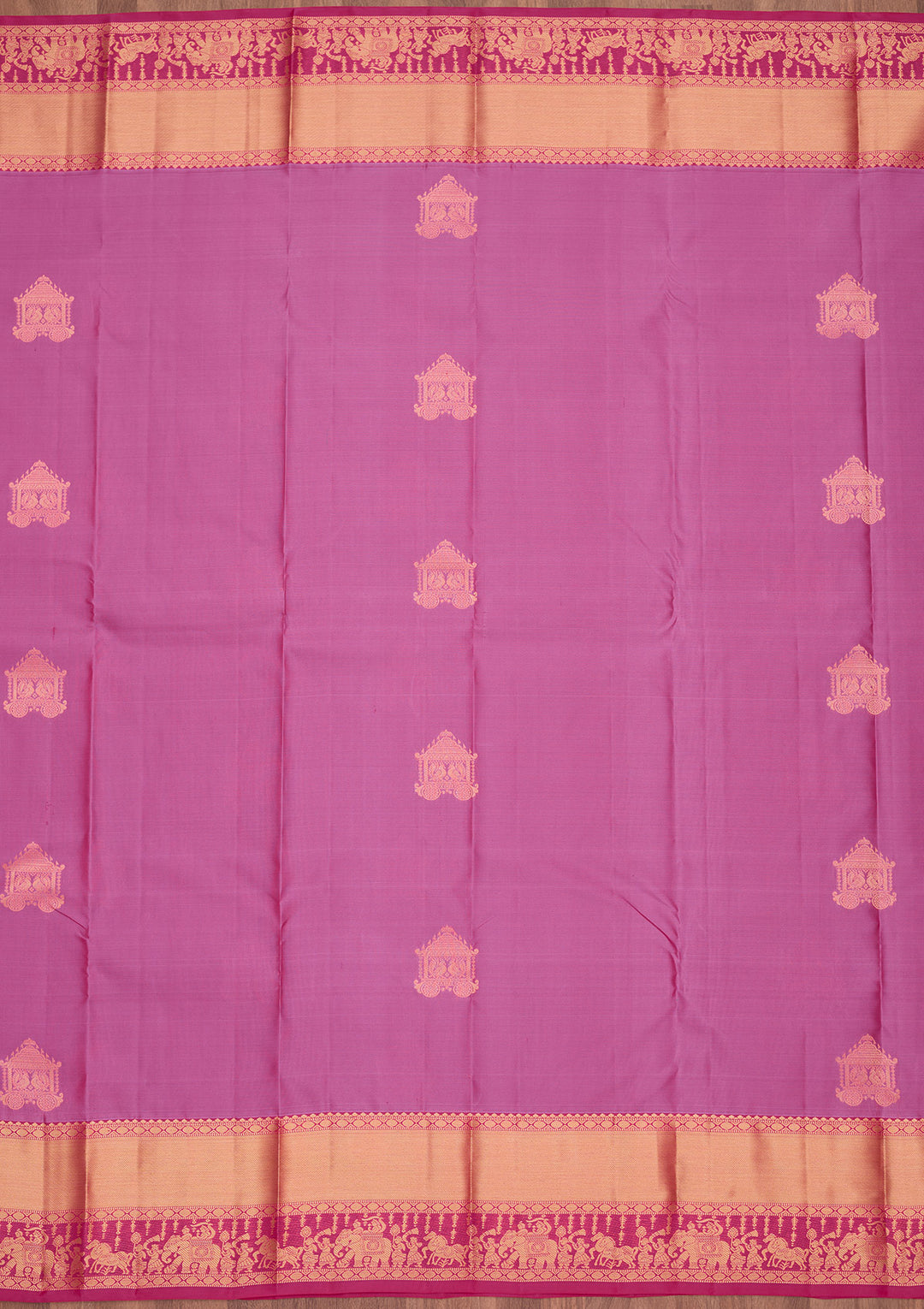 Rani Pink Silk Buti Saree With Matching Blouse Piece