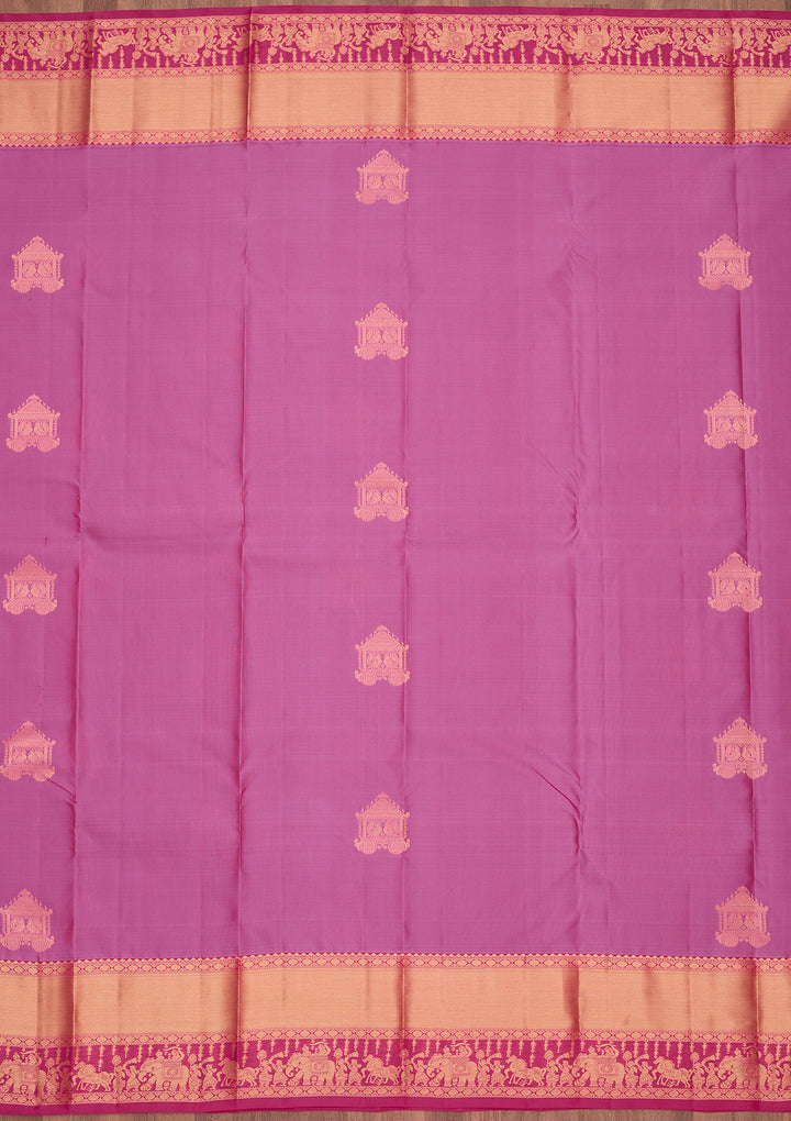 Rani Pink Silk Buti Saree With Matching Blouse Piece