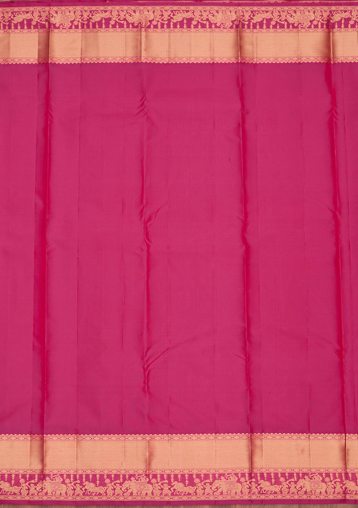 Rani Pink Silk Buti Saree With Matching Blouse Piece