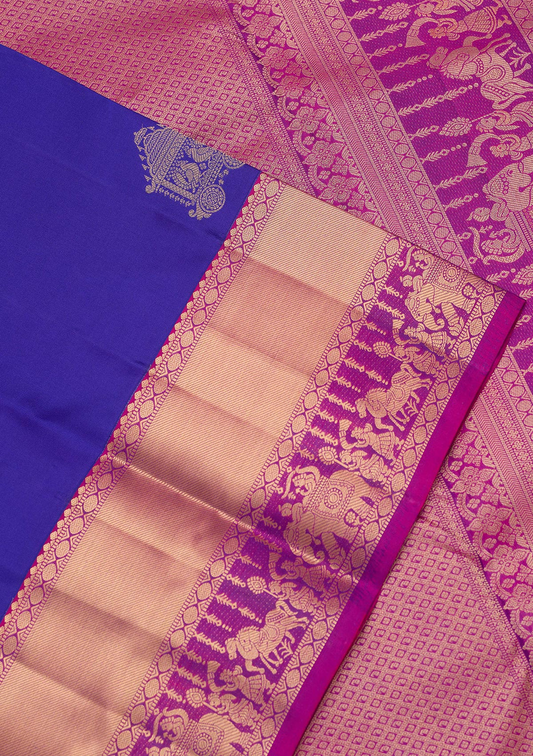 Royal Blue Silk Buti Saree With Matching Blouse Piece