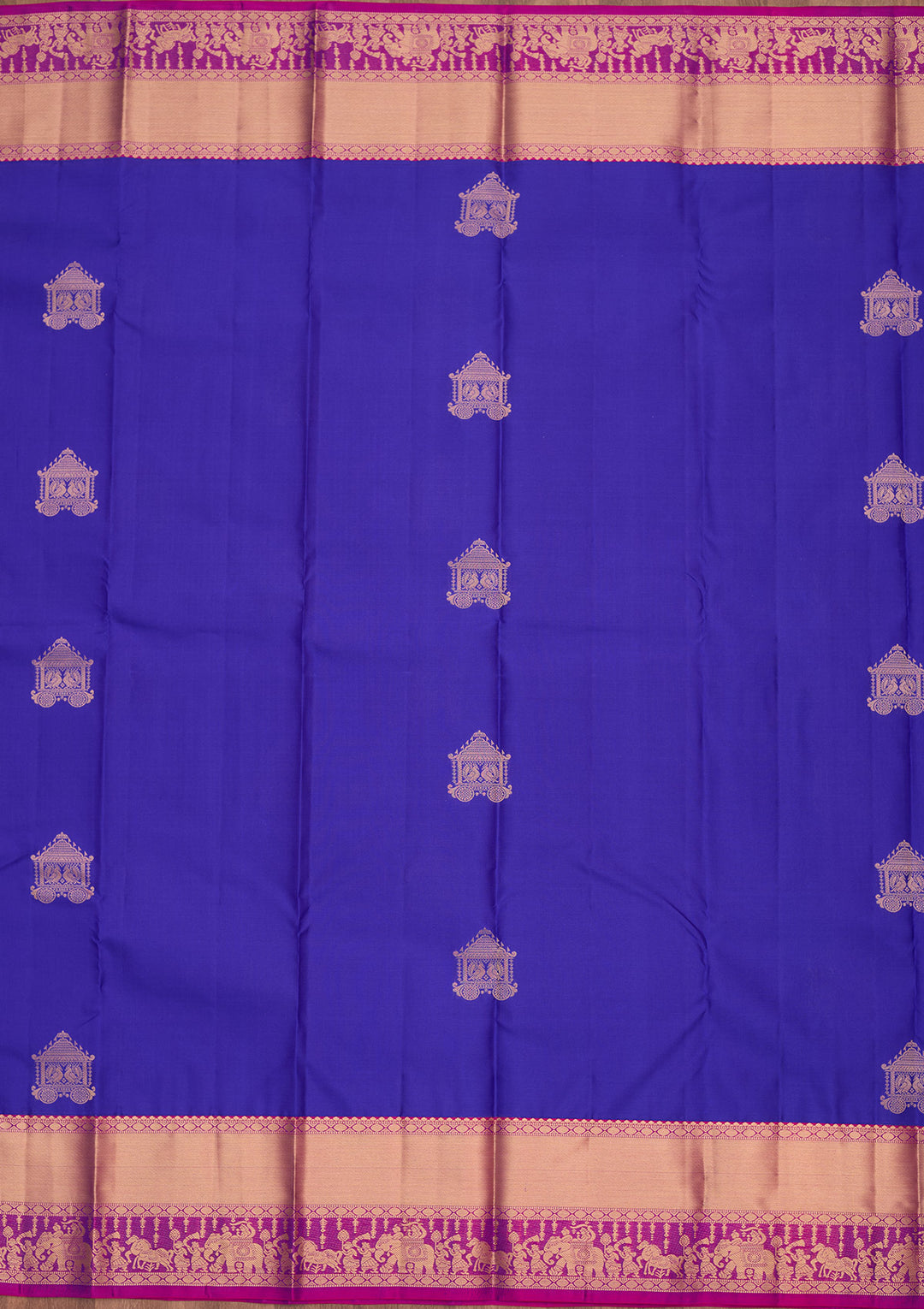 Royal Blue Silk Buti Saree With Matching Blouse Piece