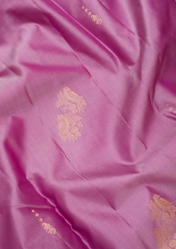 Lavender Silk Buti Saree With Matching Blouse Piece