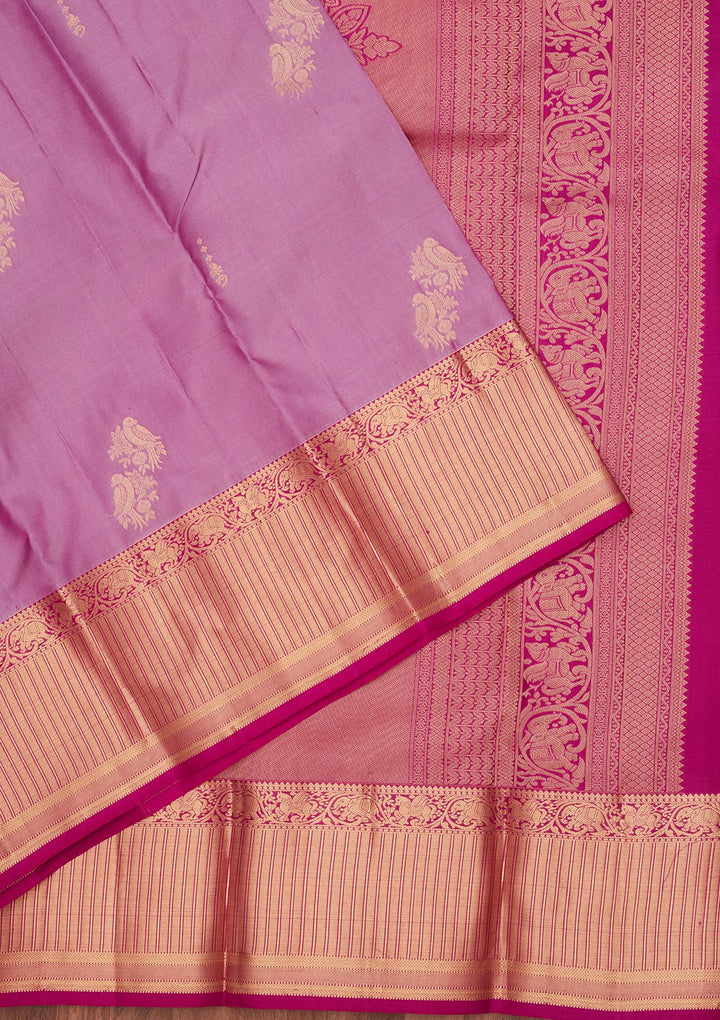 Lavender Silk Buti Saree With Matching Blouse Piece