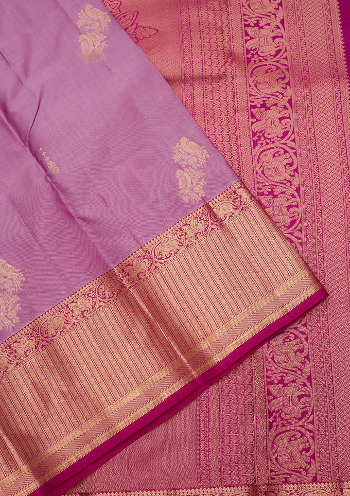 Lavender Silk Buti Saree With Matching Blouse Piece