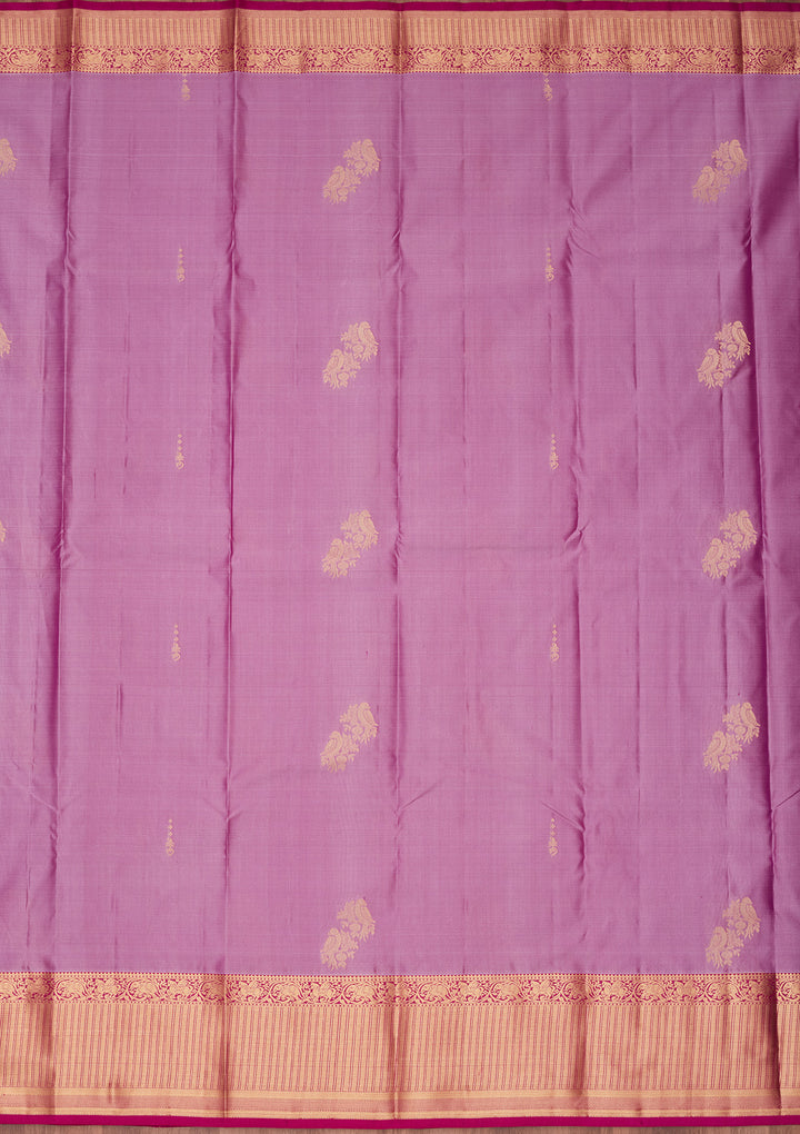 Lavender Silk Buti Saree With Matching Blouse Piece