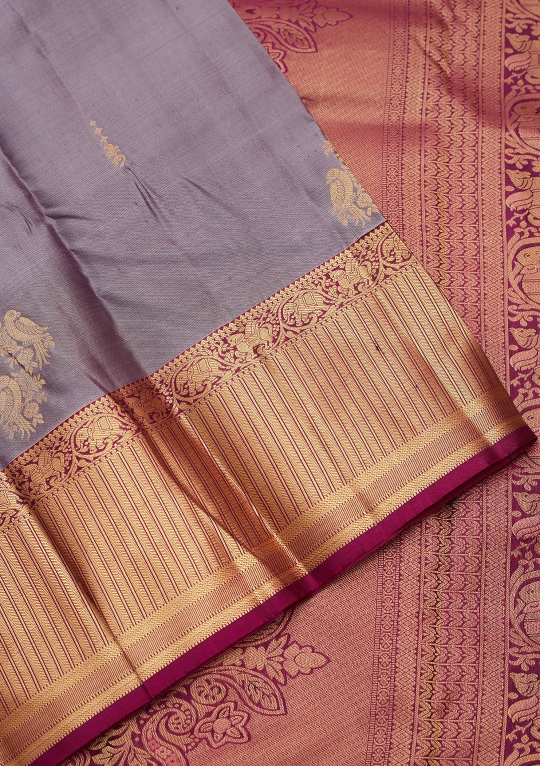 Light Grey Silk Buti Saree With Matching Blouse Piece