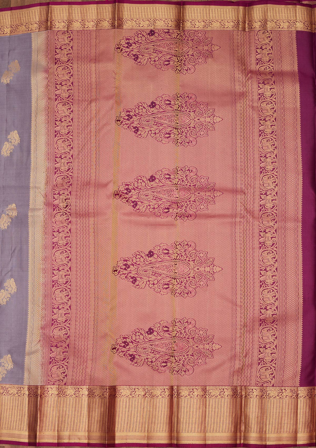 Light Grey Silk Buti Saree With Matching Blouse Piece