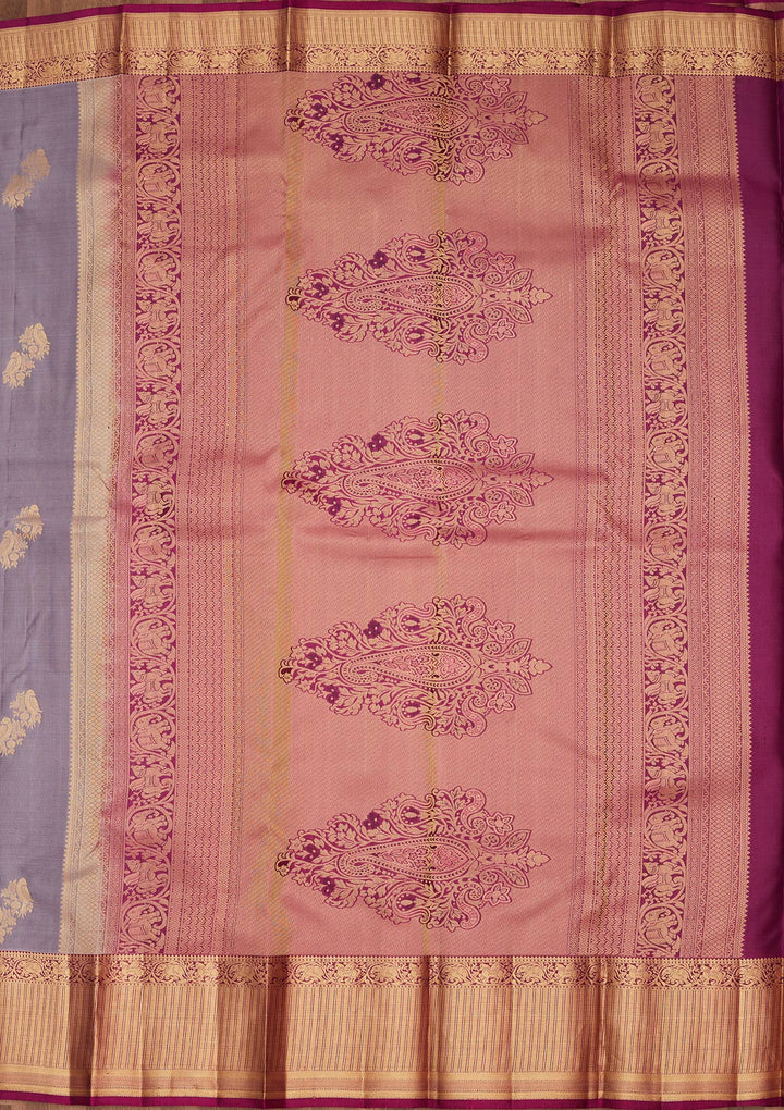 Light Grey Silk Buti Saree With Matching Blouse Piece