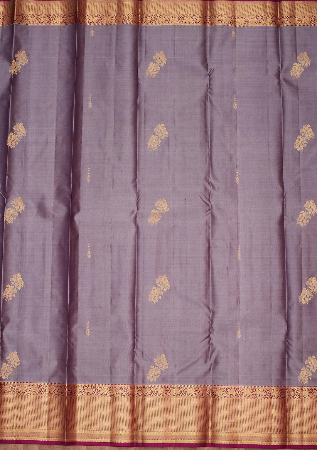Light Grey Silk Buti Saree With Matching Blouse Piece