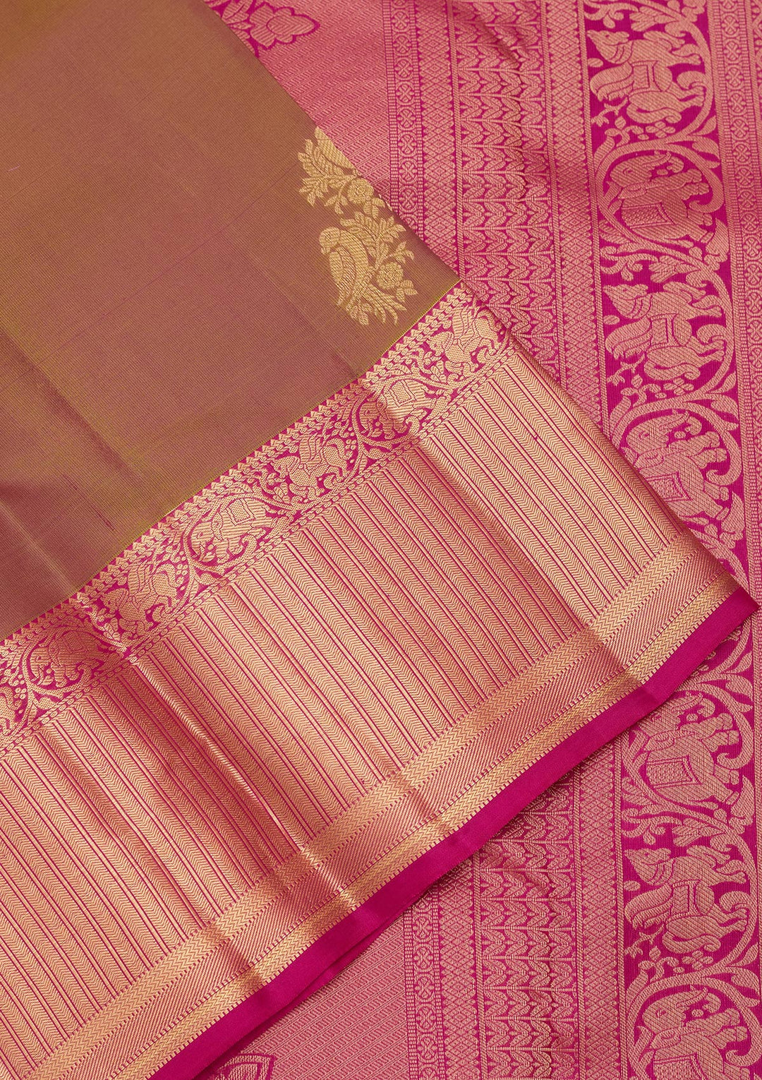 Mehendi Green Silk Buti Saree With Matching Blouse Piece