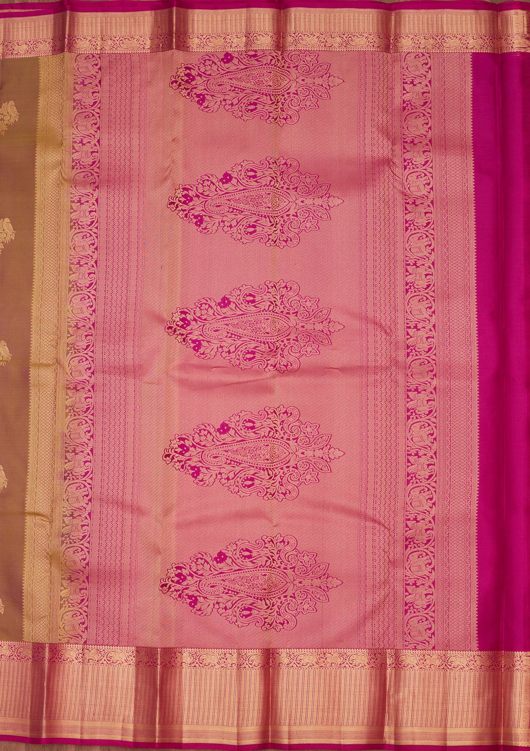 Mehendi Green Silk Buti Saree With Matching Blouse Piece
