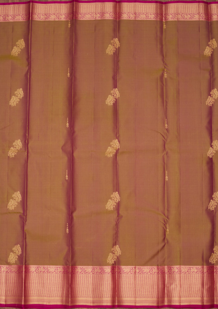 Mehendi Green Silk Buti Saree With Matching Blouse Piece