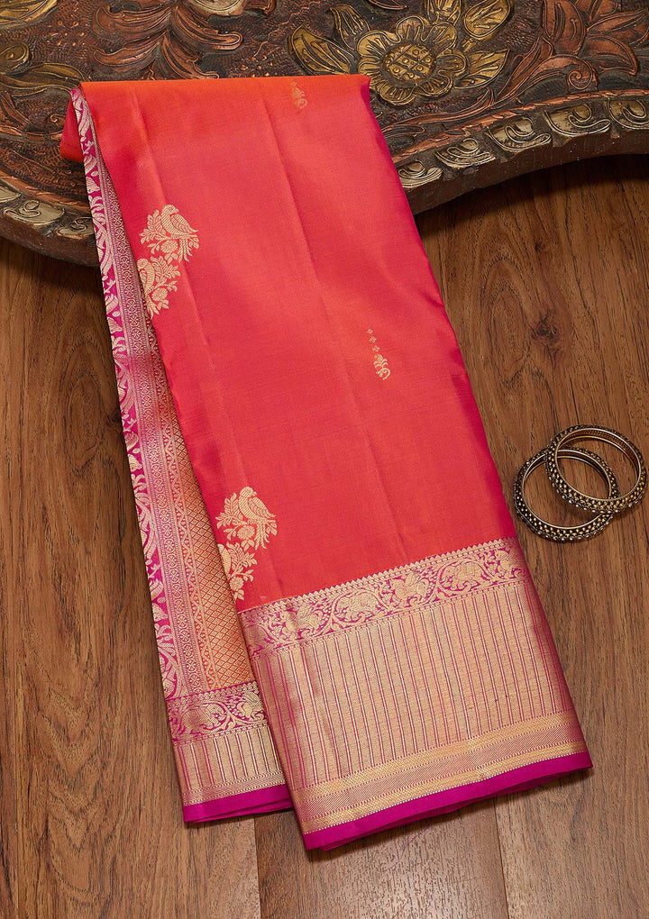 Orange Zariwork Silk Saree