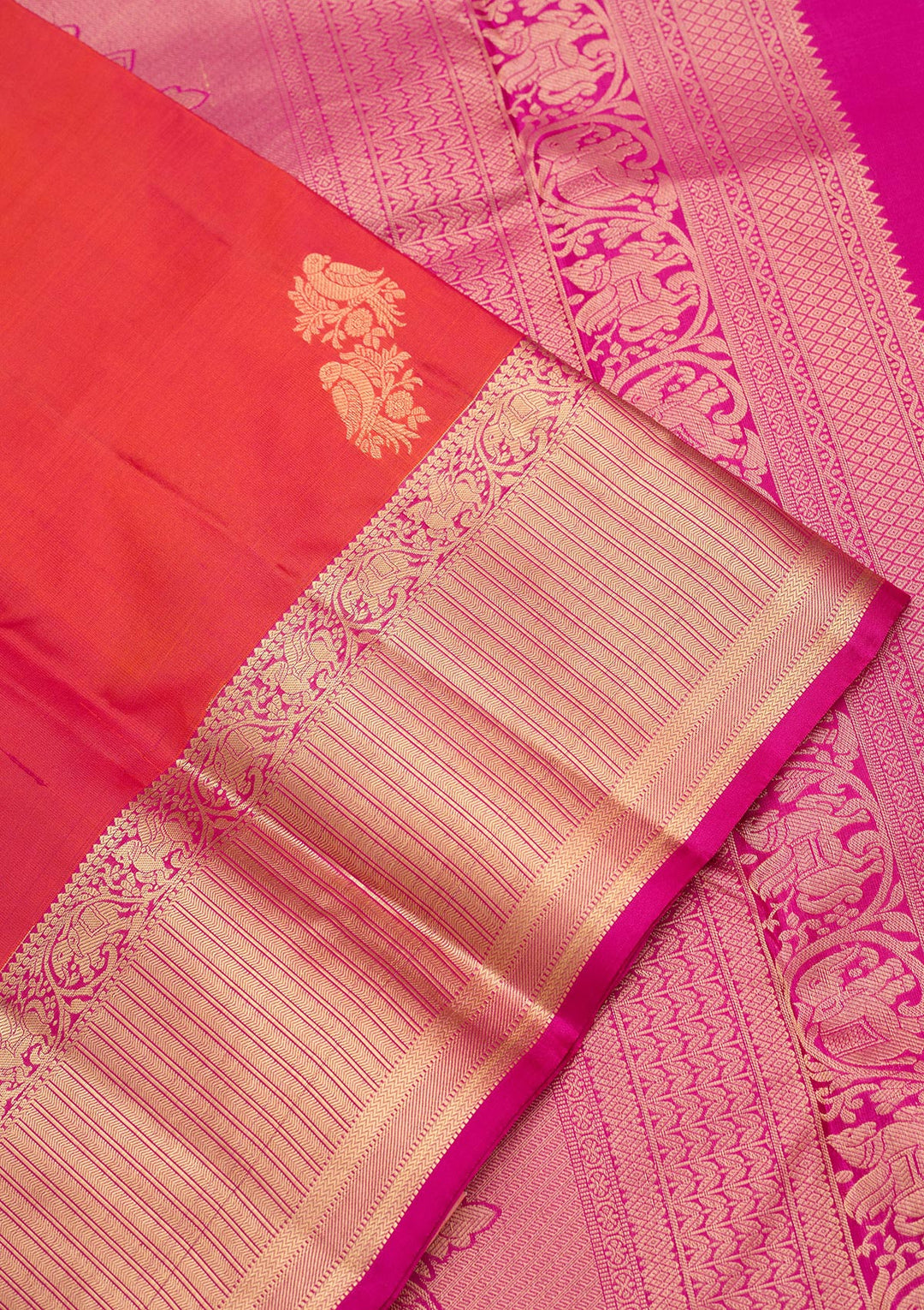 Orange Zariwork Silk Saree
