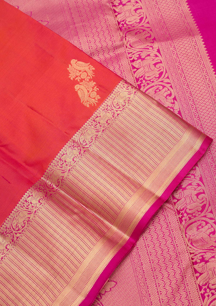 Orange Zariwork Silk Saree