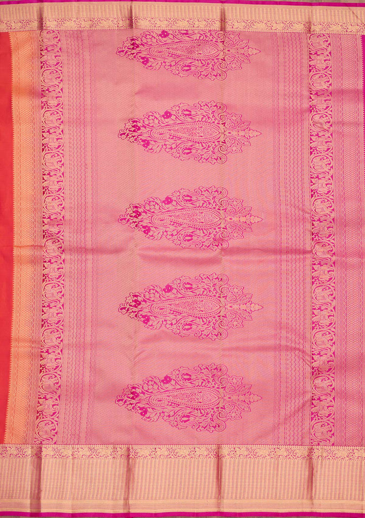 Orange Zariwork Silk Saree