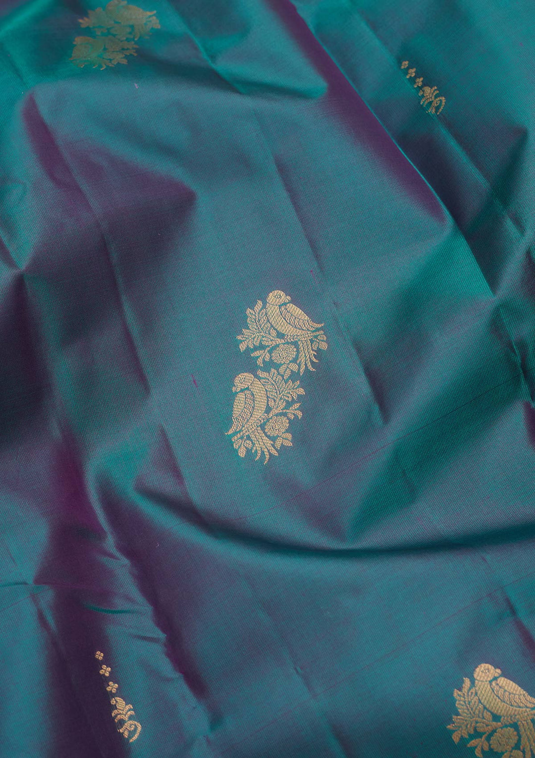 Rama Green Silk Buti Saree With Matching Blouse Piece