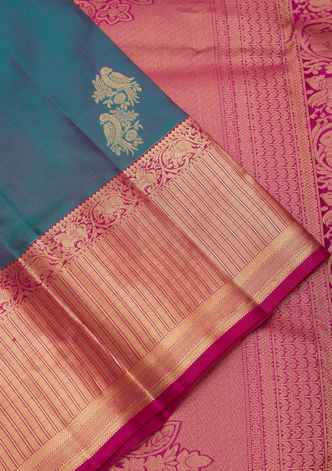 Rama Green Silk Buti Saree With Matching Blouse Piece