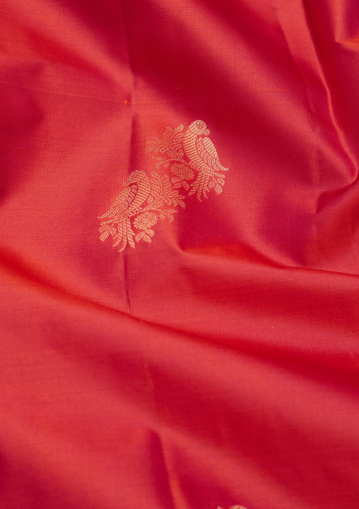 Rust Silk Buti Saree With Matching Blouse Piece