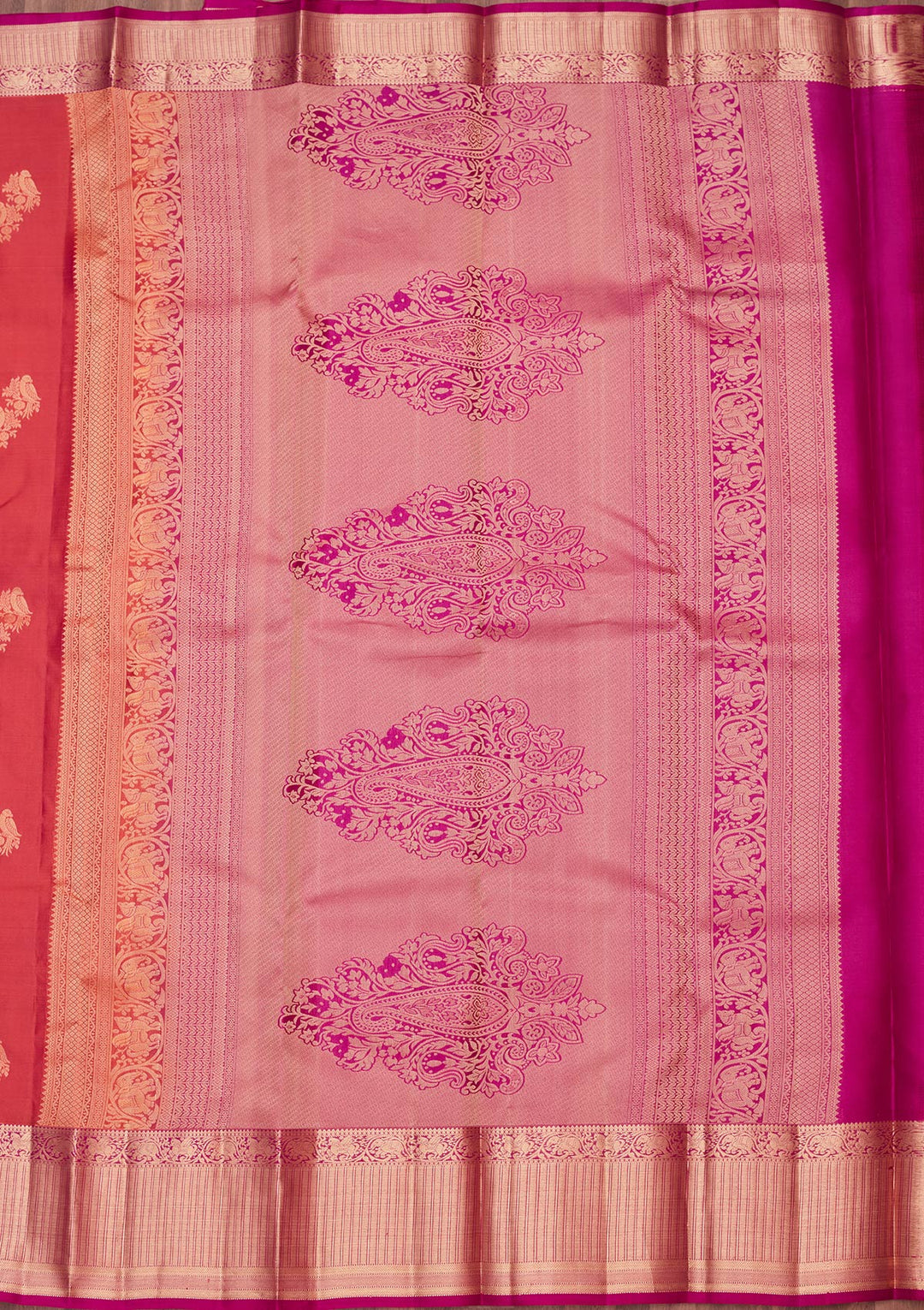 Rust Silk Buti Saree With Matching Blouse Piece