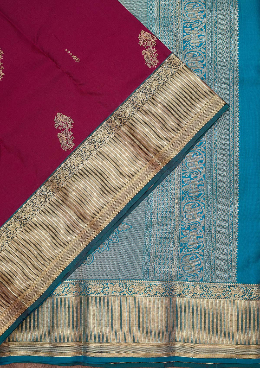 Wine Zariwork (Gold) Silk Silk_Saree