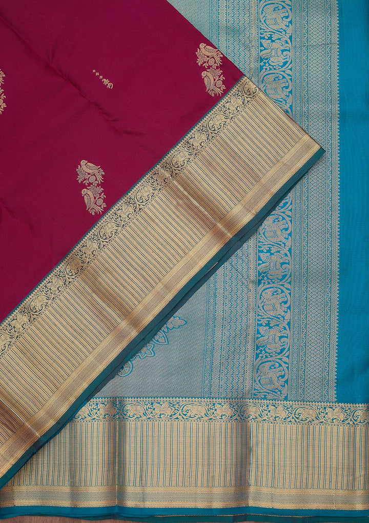 Wine Zariwork (Gold) Silk Silk_Saree