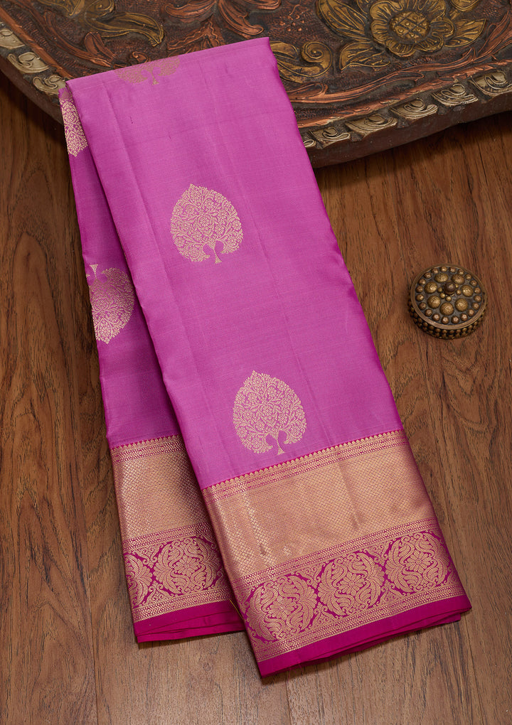 Pink Silk Buti Zariwork Saree With Matching Blouse Piece