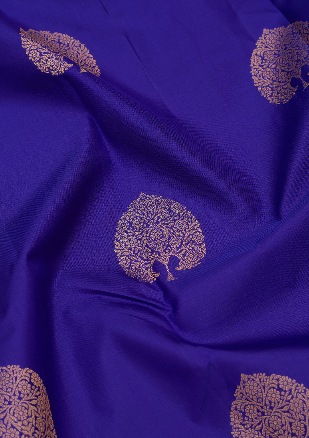 Royal Blue Silk Buti Saree With Matching Blouse Piece