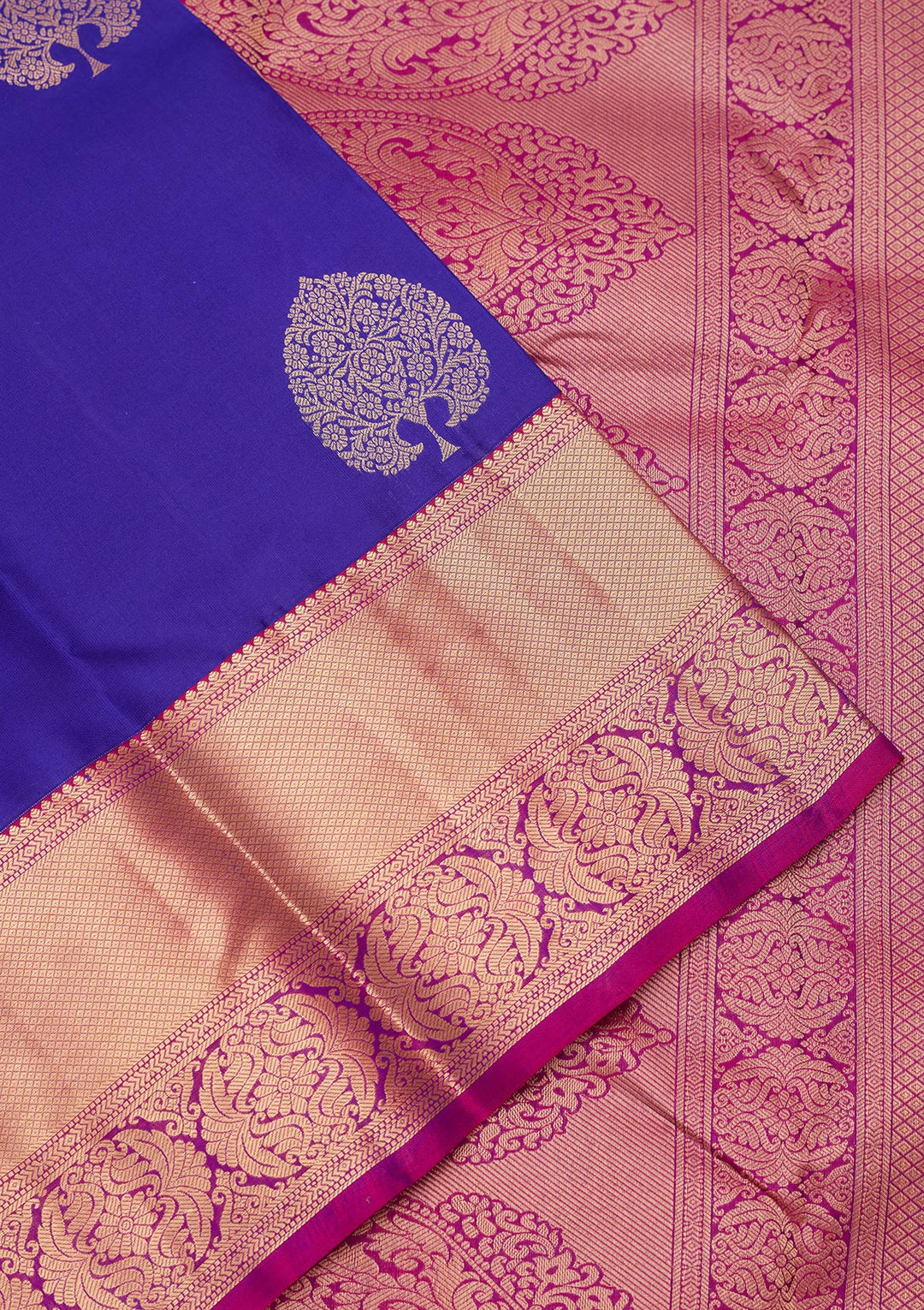 Royal Blue Silk Buti Saree With Matching Blouse Piece