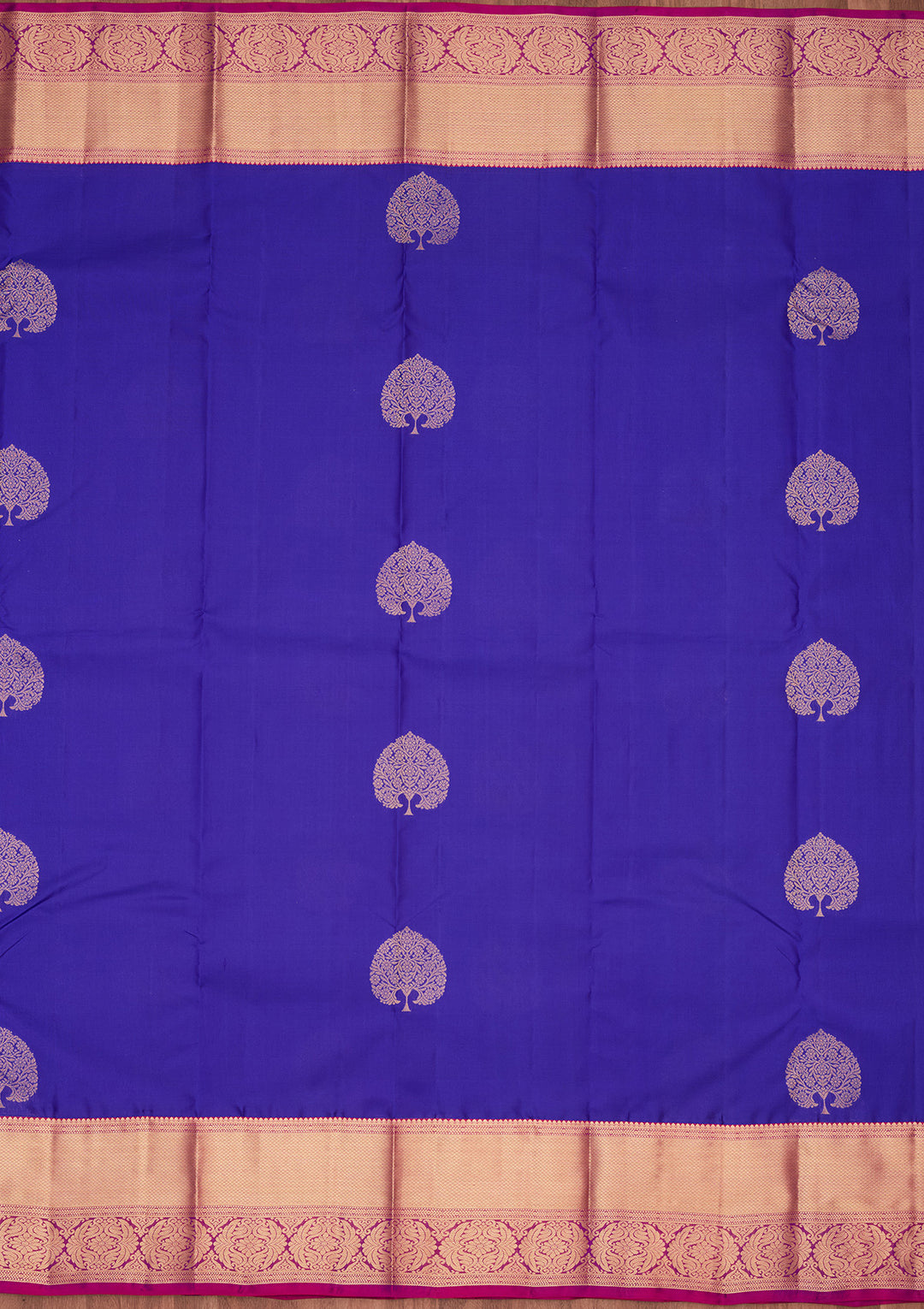 Royal Blue Silk Buti Saree With Matching Blouse Piece