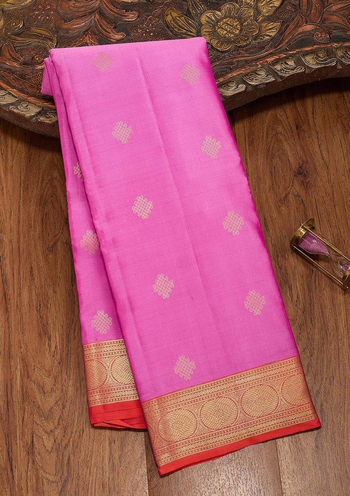 Lavender Silk Buti Gold Zariwork Saree With Matching Blouse Piece