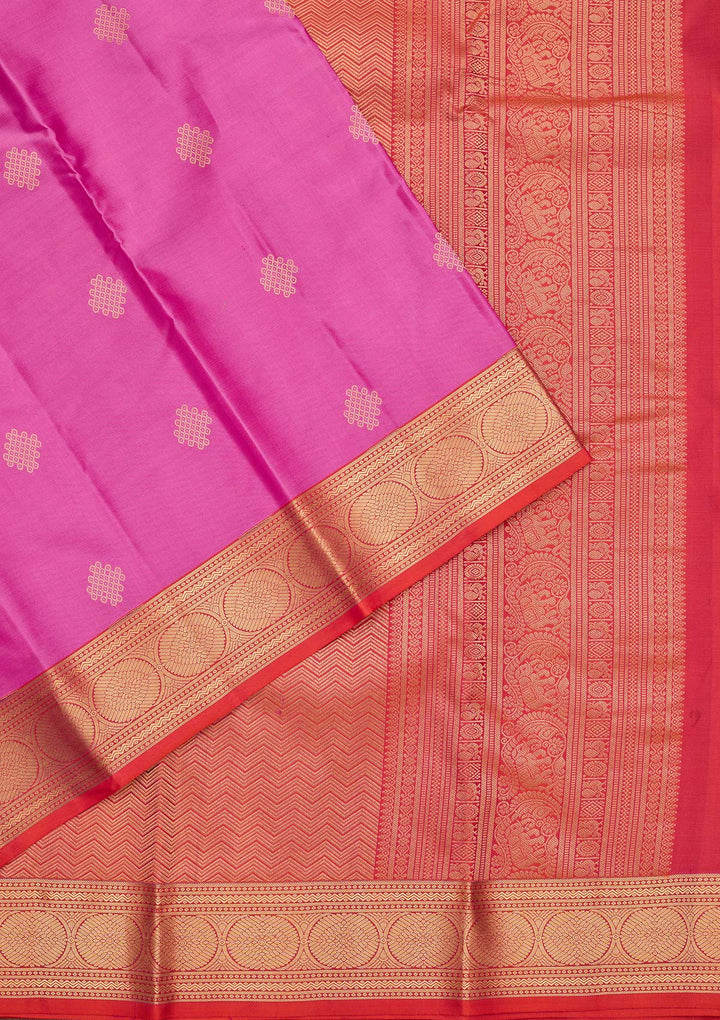 Lavender Silk Buti Gold Zariwork Saree With Matching Blouse Piece