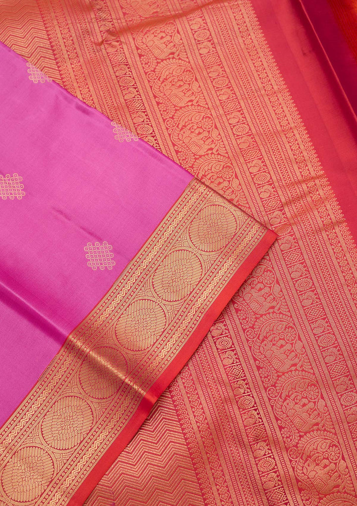 Lavender Silk Buti Gold Zariwork Saree With Matching Blouse Piece