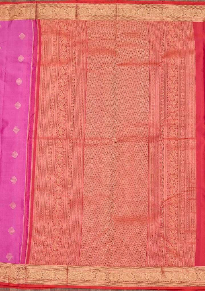Lavender Silk Buti Gold Zariwork Saree With Matching Blouse Piece