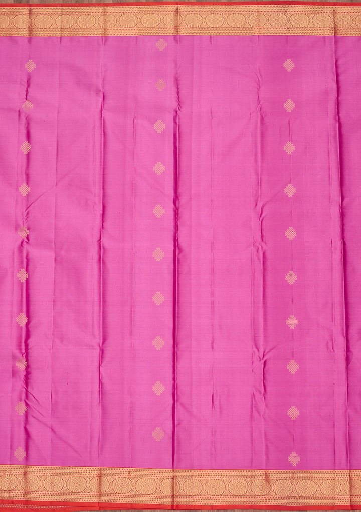 Lavender Silk Buti Gold Zariwork Saree With Matching Blouse Piece