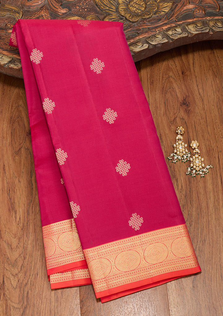 Pink Silk Buti Saree With Matching Blouse Piece