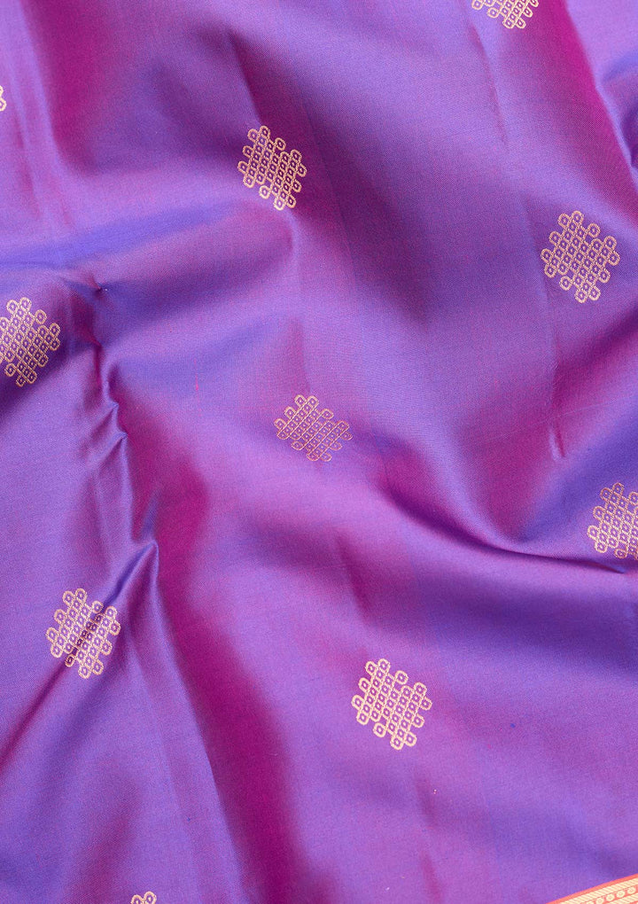 Purple Silk Buti Saree With Matching Blouse Piece