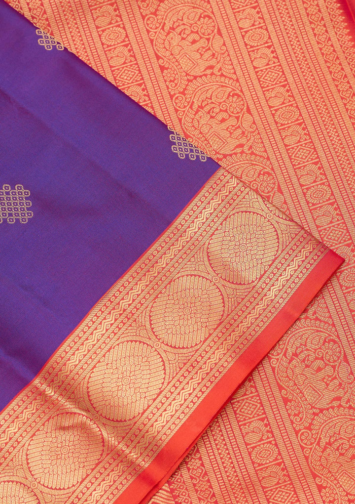 Purple Silk Buti Saree With Matching Blouse Piece