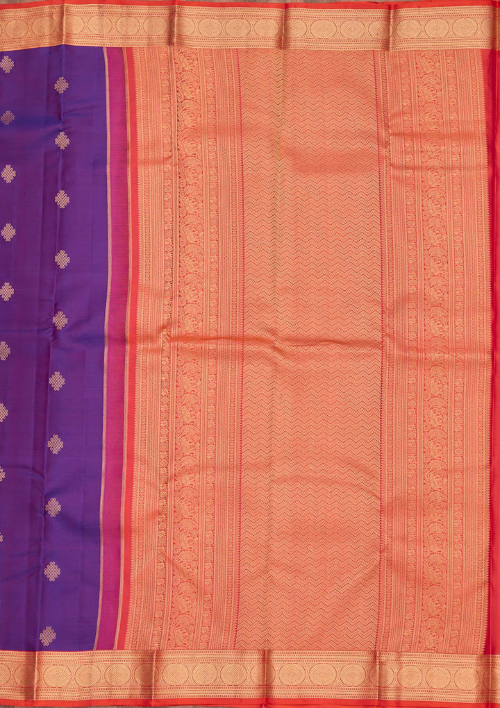 Purple Silk Buti Saree With Matching Blouse Piece