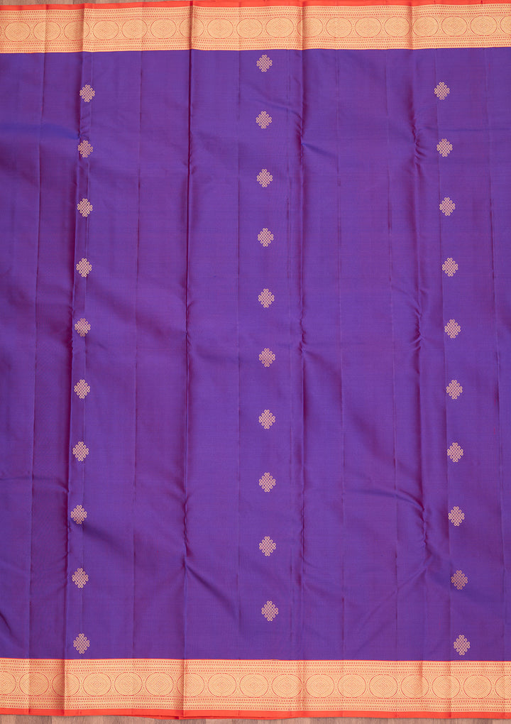 Purple Silk Buti Saree With Matching Blouse Piece