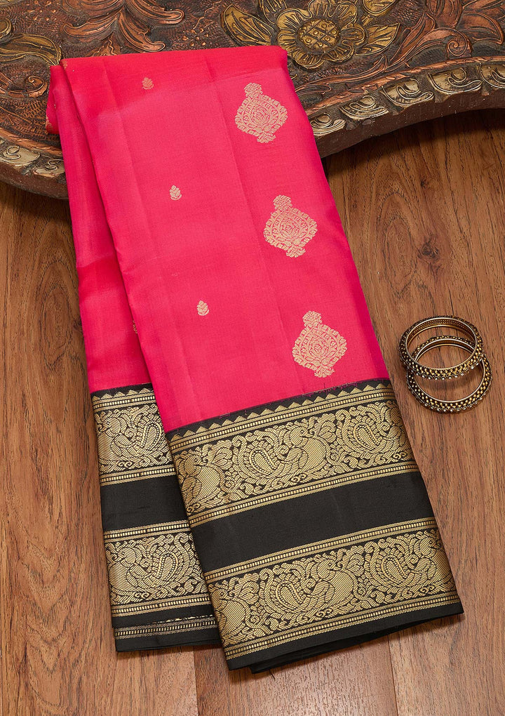 Pink Silk Buti Saree With Matching Blouse Piece