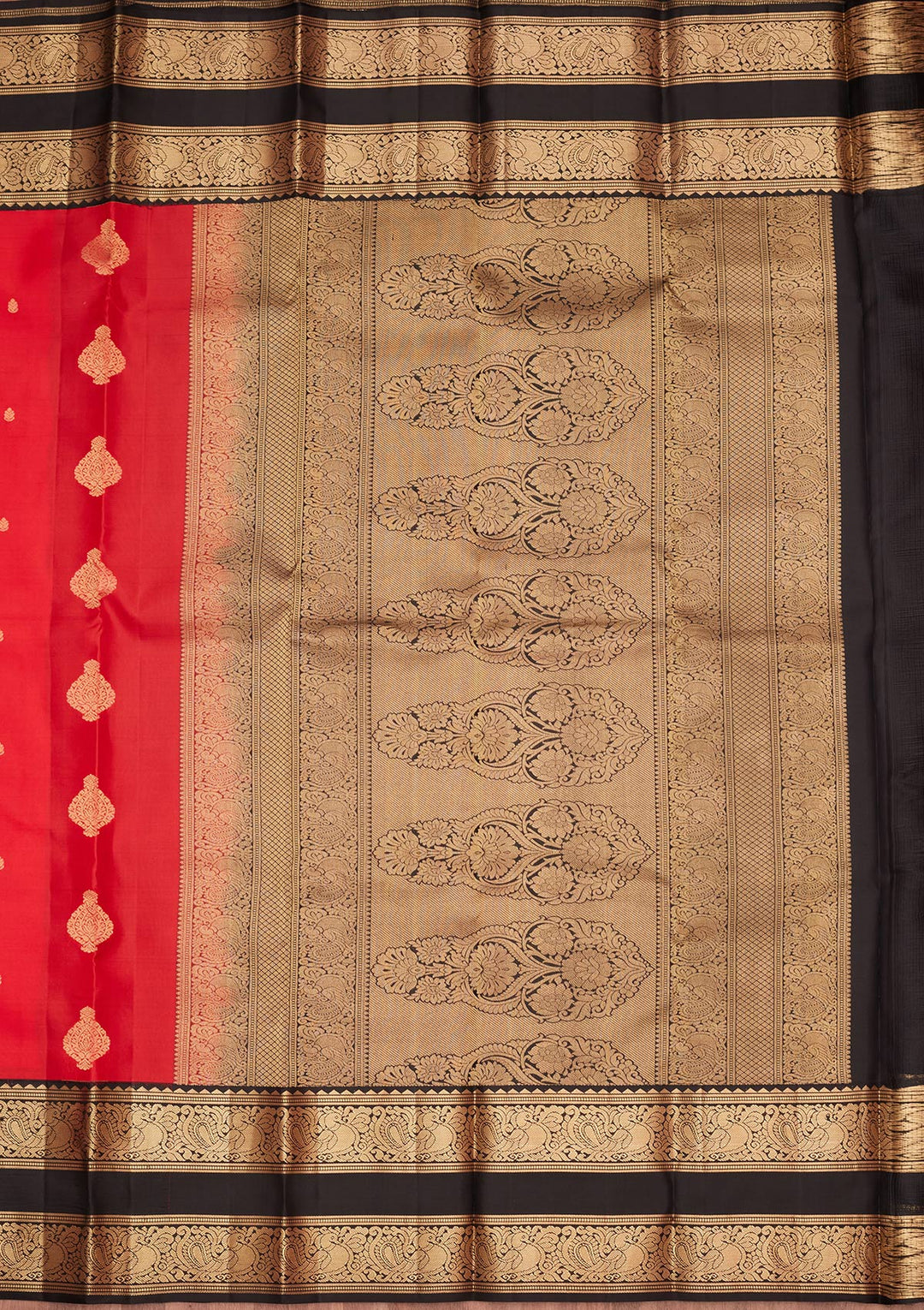 Red Silk Buti Saree With Matching Blouse Piece