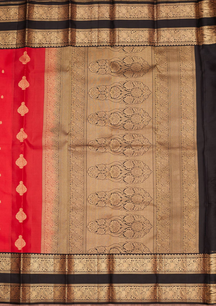 Red Silk Buti Saree With Matching Blouse Piece