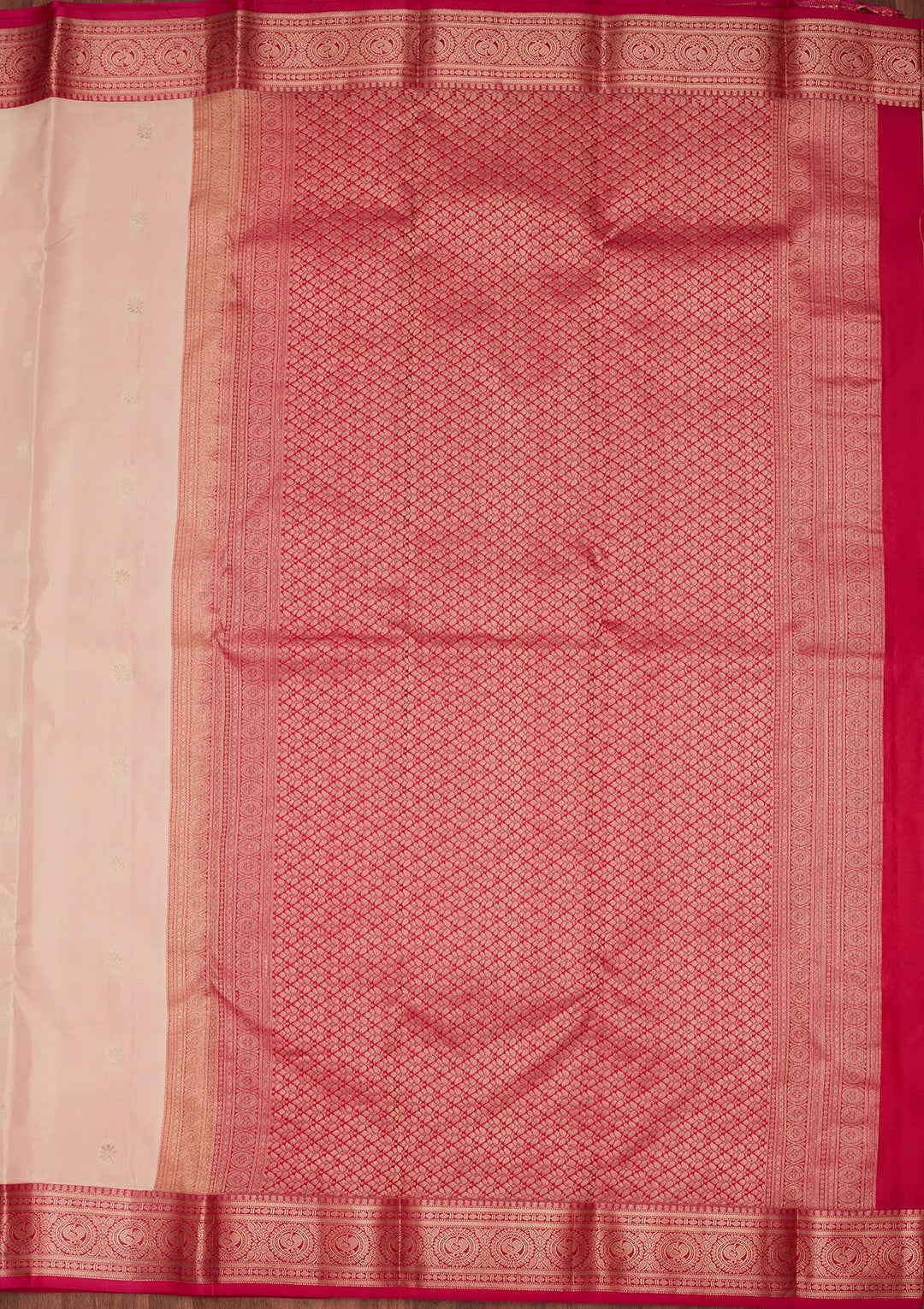 Off White Silk Buti Saree With Matching Blouse Piece